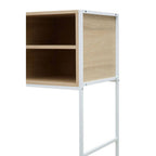 Natural Oak Veneer Desk with White Metal Frame