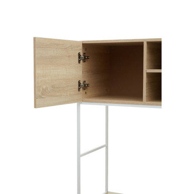 Natural Oak Veneer Desk with White Metal Frame
