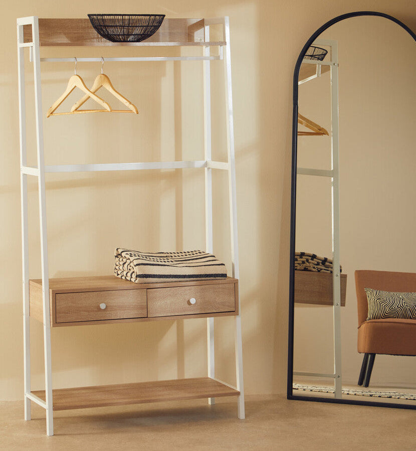 Natural Oak Veneer Open Wardrobe