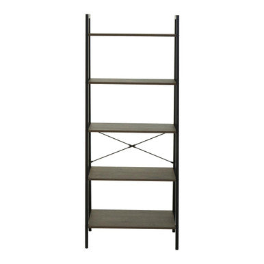 Dark Oak Veneer 5 Tier Ladder Shelf Unit