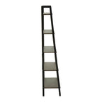 Dark Oak Veneer 5 Tier Ladder Shelf Unit
