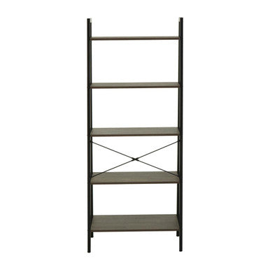 Dark Oak Veneer 5 Tier Ladder Shelf Unit