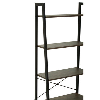 Dark Oak Veneer 5 Tier Ladder Shelf Unit