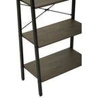 Dark Oak Veneer 5 Tier Ladder Shelf Unit
