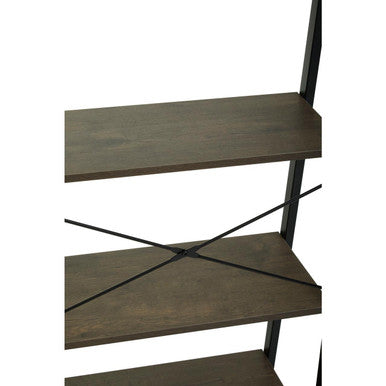 Dark Oak Veneer 5 Tier Ladder Shelf Unit