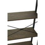 Dark Oak Veneer 5 Tier Ladder Shelf Unit
