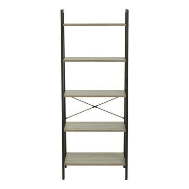 Grey Oak Veneer 5 Tier Ladder Shelf Unit