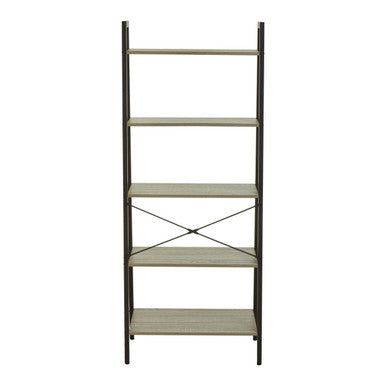 Grey Oak Veneer 5 Tier Ladder Shelf Unit