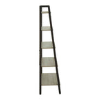 Grey Oak Veneer 5 Tier Ladder Shelf Unit