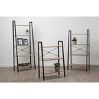 Grey Oak Veneer 5 Tier Ladder Shelf Unit