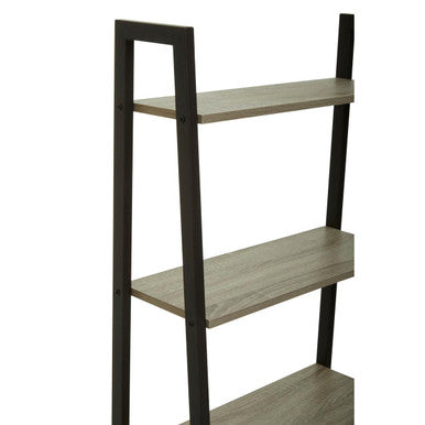 Grey Oak Veneer 5 Tier Ladder Shelf Unit