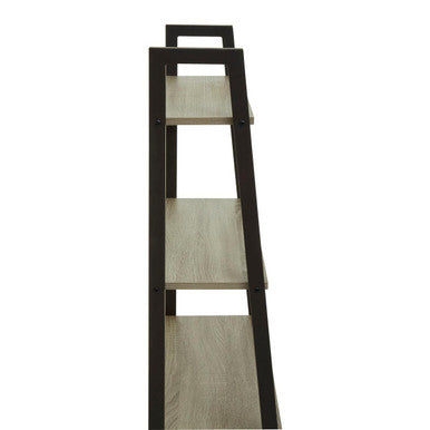 Grey Oak Veneer 5 Tier Ladder Shelf Unit