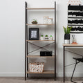 Grey Oak Veneer 5 Tier Ladder Shelf Unit