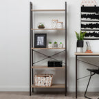 Grey Oak Veneer 5 Tier Ladder Shelf Unit