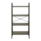Dark Oak Veneer 4 Tier Ladder Shelf Unit