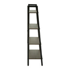 Dark Oak Veneer 4 Tier Ladder Shelf Unit