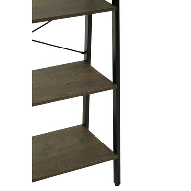 Dark Oak Veneer 4 Tier Ladder Shelf Unit