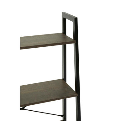 Dark Oak Veneer 4 Tier Ladder Shelf Unit