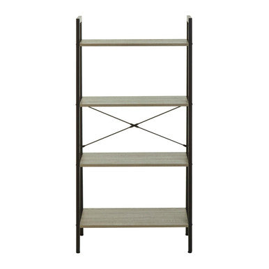 Grey Oak Veneer 4 Tier Ladder Shelf Unit