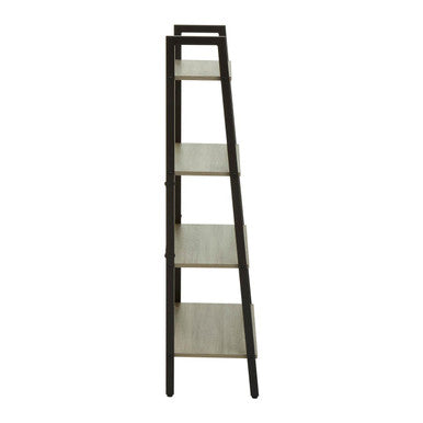 Grey Oak Veneer 4 Tier Ladder Shelf Unit