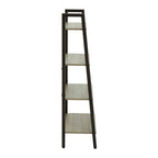 Grey Oak Veneer 4 Tier Ladder Shelf Unit