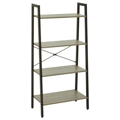 Grey Oak Veneer 4 Tier Ladder Shelf Unit