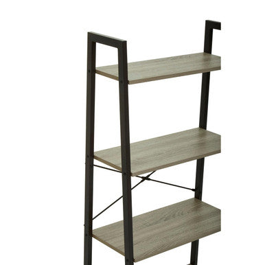 Grey Oak Veneer 4 Tier Ladder Shelf Unit