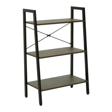 Dark Oak Veneer 3 Tier Ladder Shelf Unit
