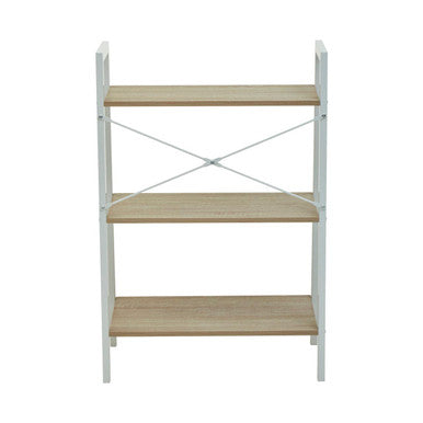 Natural Oak Veneer 3 Tier Ladder Shelf Unit