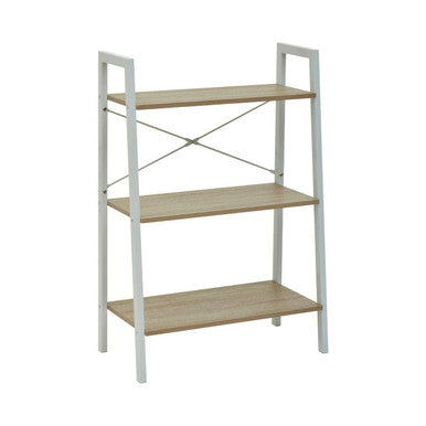 Natural Oak Veneer 3 Tier Ladder Shelf Unit