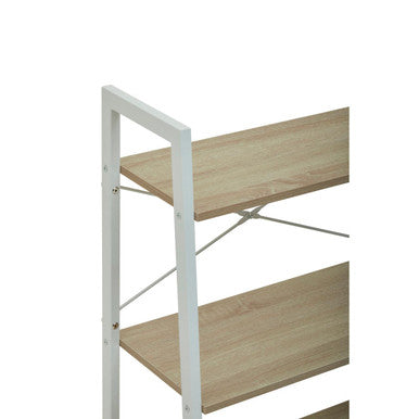 Natural Oak Veneer 3 Tier Ladder Shelf Unit