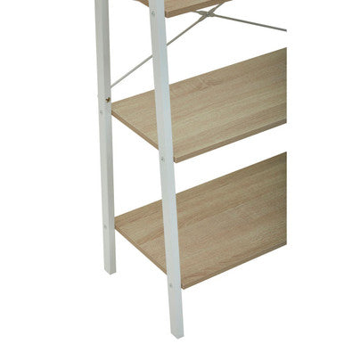 Natural Oak Veneer 3 Tier Ladder Shelf Unit