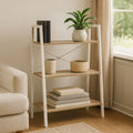 Natural Oak Veneer 3 Tier Ladder Shelf Unit