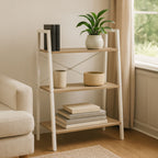 Natural Oak Veneer 3 Tier Ladder Shelf Unit