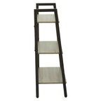 Grey Oak Veneer 3 Tier Ladder Shelf Unit