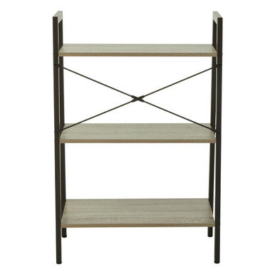 Grey Oak Veneer 3 Tier Ladder Shelf Unit