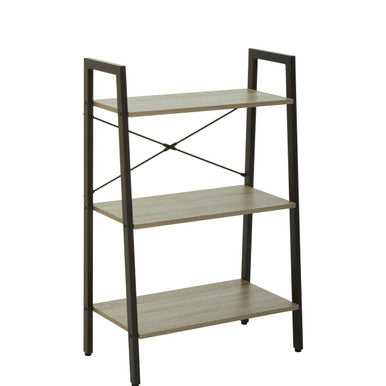 Grey Oak Veneer 3 Tier Ladder Shelf Unit