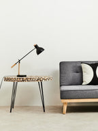 Wooden Disc Mosaic Coffee Table with Hairpin Legs