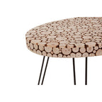 Wooden Disc Mosaic Coffee Table with Hairpin Legs