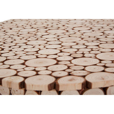 Wooden Disc Mosaic Coffee Table with Hairpin Legs