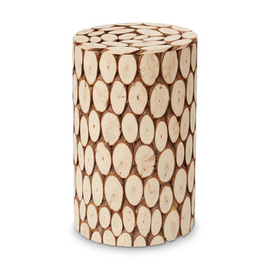 Fir Wood Mosaic Disc Side Table and Stool