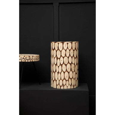 Fir Wood Mosaic Disc Side Table and Stool