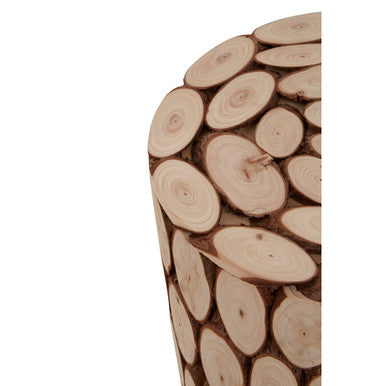 Fir Wood Mosaic Disc Side Table and Stool
