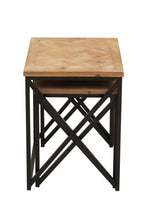 Natural Wood Parquet Set of 2 Nesting Tables