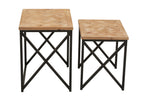 Natural Wood Parquet Set of 2 Nesting Tables