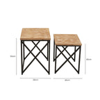 Natural Wood Parquet Set of 2 Nesting Tables