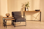 Natural Wood Parquet Set of 2 Nesting Tables