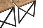 Natural Wood Parquet Set of 2 Nesting Tables