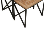 Natural Wood Parquet Set of 2 Nesting Tables