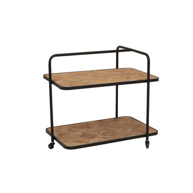 Natural Wood Parquet 2 Tier Trolley